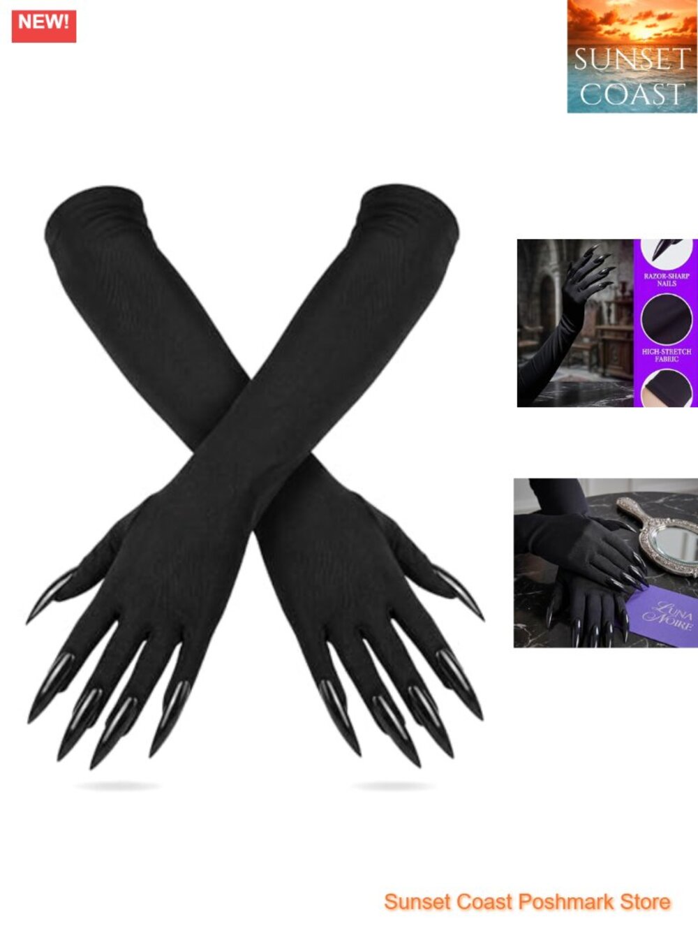 Black Claw Gloves Witch Cat Woman Halloween Cosplay Costume Accessories